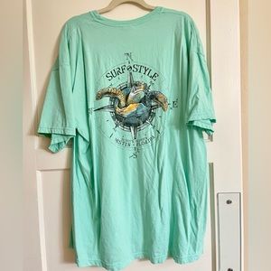 Comfort Colors Teal Surf Style Turtle T-shirt Size 2XL